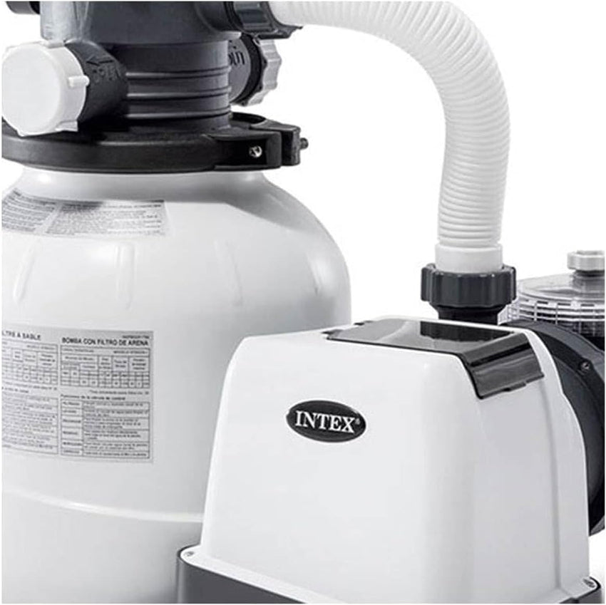 Intex 26651EG Krystal Clear 16 Inch 3.000 GPH Above Ground Pool Sand Filter Pump with Automatic Timer. GFCI. and 6 Function Control. Gray