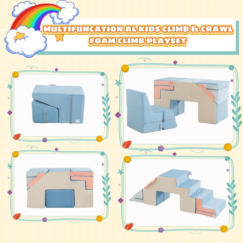 4 in 1 toddler foam climbing blocks. indoor soft climbing and crawling toys