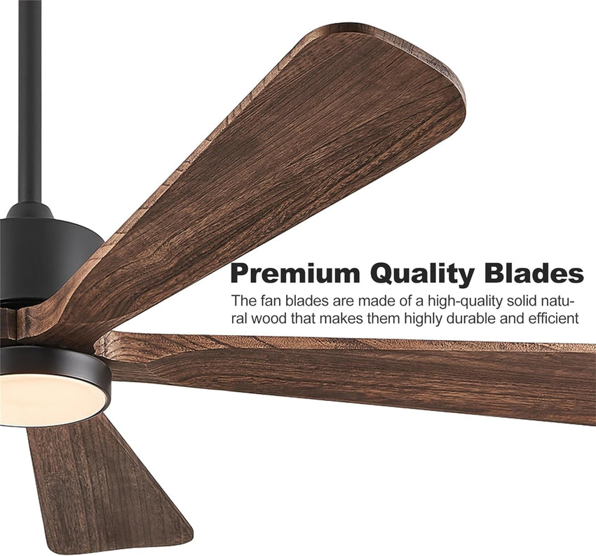 Ceiling Fans with Lights. 60 inch Outdoor Ceiling Fans with Lights for Patio and Remote Control. Modern Ceiling Fan with Light. 5 Solid Wood Blades 6-Speed Reversible DC Motor (Dark Brown)