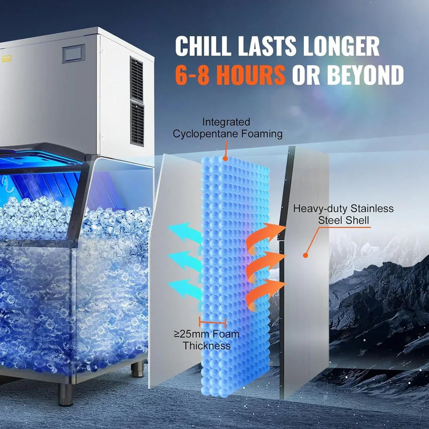 VEVOR Commercial Ice Maker. 360LBS/24H Ice Making Machine with 330.7LBS Large Storage Bin
