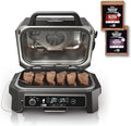7-in-1 Grill & Smoker with Thermometer. Air Fryer. BBQ. Bake. Roast. Broil - Portable Electric Outdoor Grill. Grey