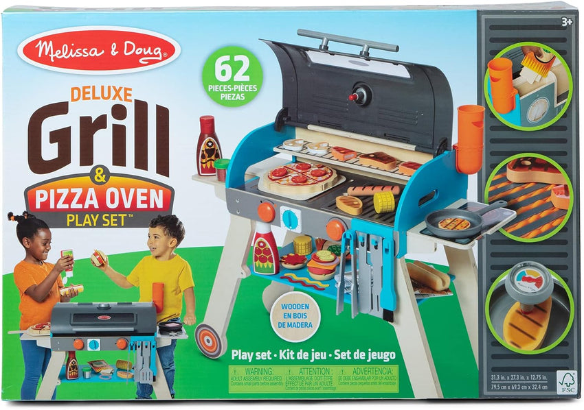 Wooden Luxury Grill. Smoker and Pizza Oven Toy Food Toy for Kids Pretend Cooking