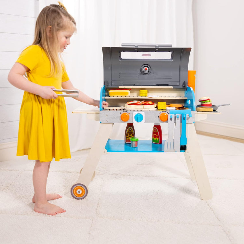 Wooden Luxury Grill. Smoker and Pizza Oven Toy Food Toy for Kids Pretend Cooking