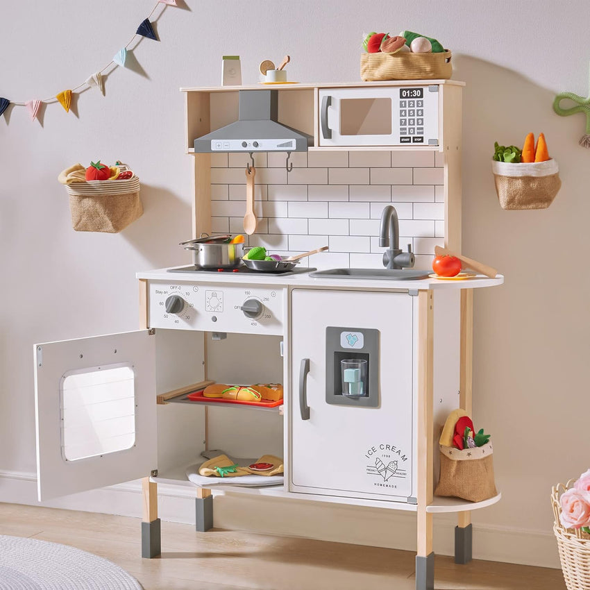 Children's small land play kitchen. wooden children's play kitchen toy set