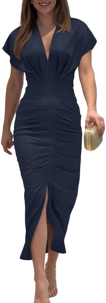 Summer Dresses for Women Floral Print Plunge V Neck