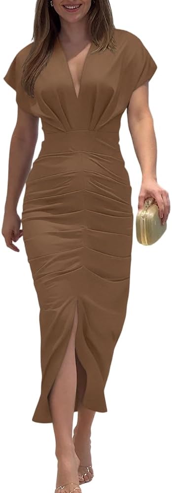 Summer Dresses for Women Floral Print Plunge V Neck
