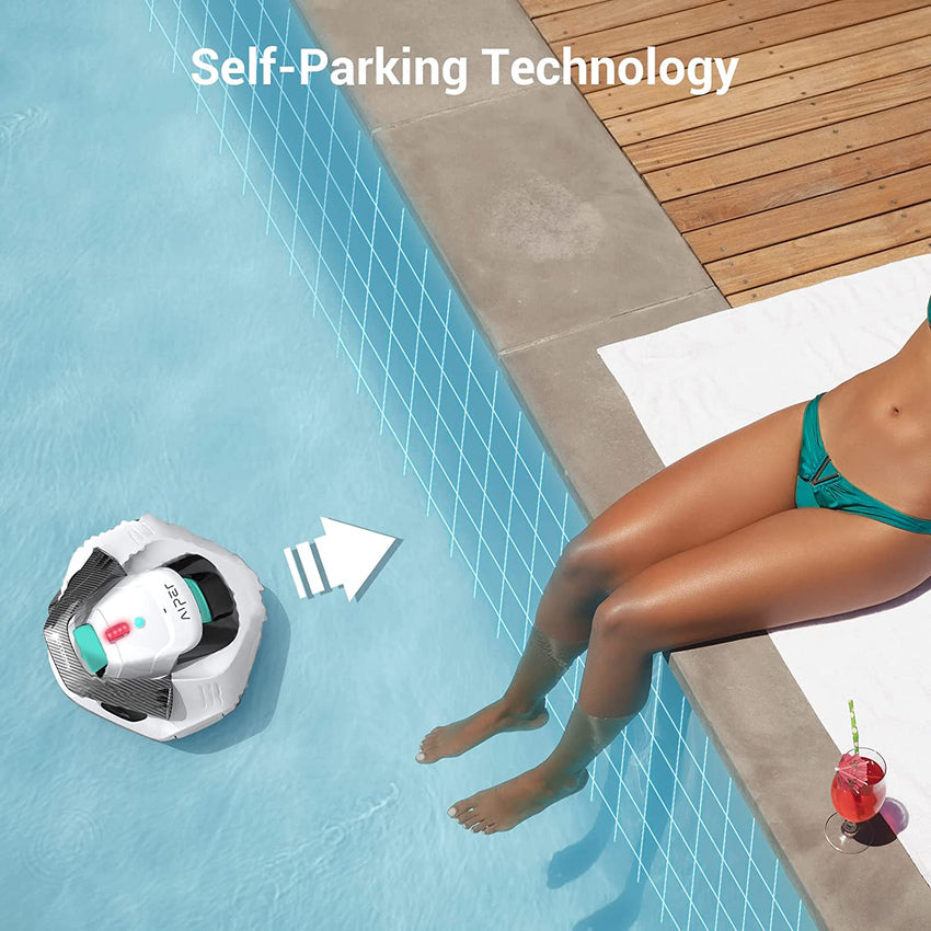 Cordless Robotic Pool Cleaner. Pool Vacuum with Dual-Drive Motors