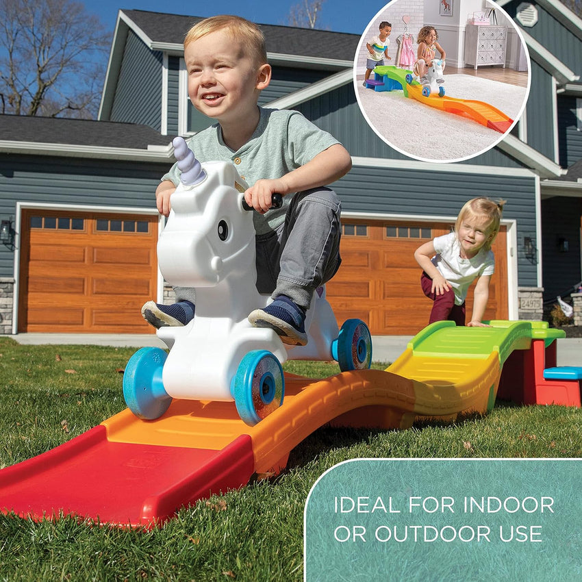 Kids Unicorn Up and Down Roller Coaster Toy. Ride Stroller. Indoor/Outdoor Toy Set