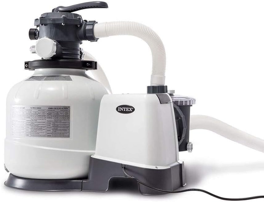 Intex 26651EG Krystal Clear 16 Inch 3.000 GPH Above Ground Pool Sand Filter Pump with Automatic Timer. GFCI. and 6 Function Control. Gray