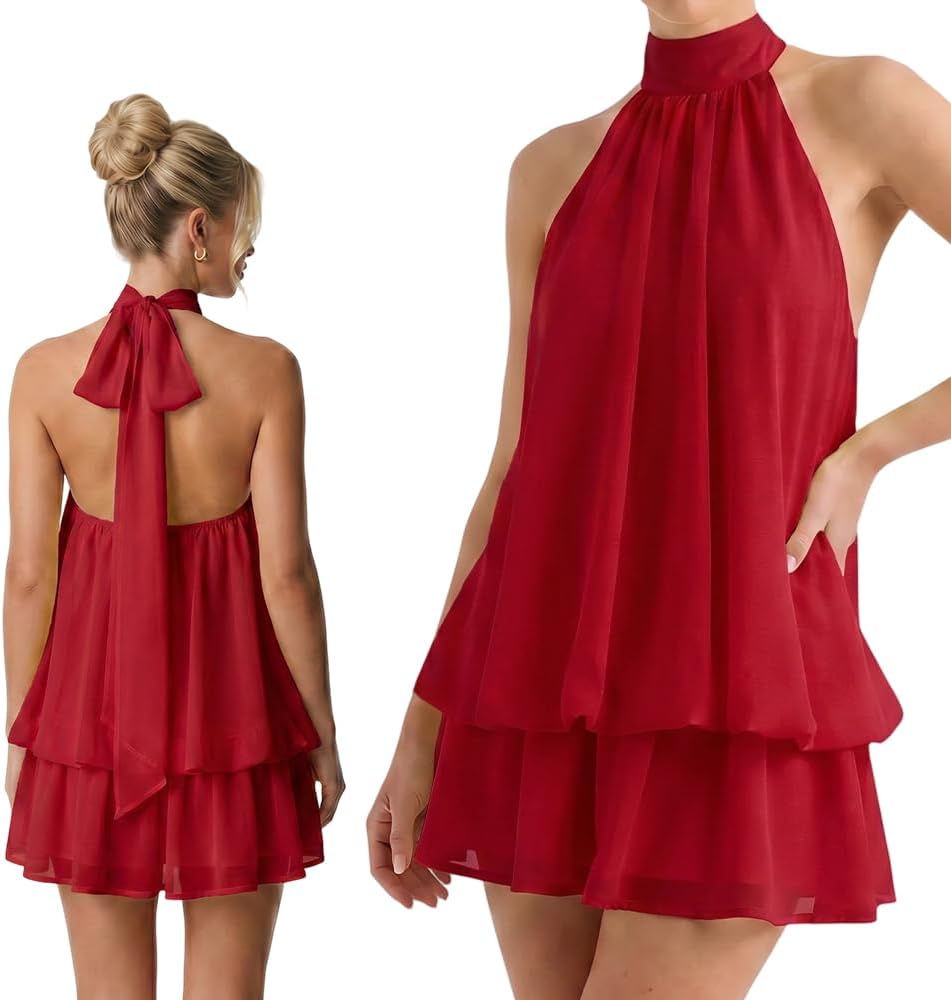 Women's Summer Fashion Party Halter Dress