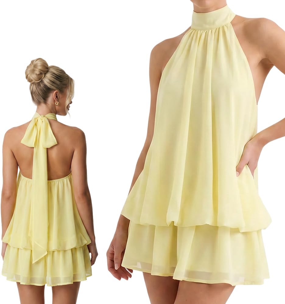 Women's Summer Fashion Party Halter Dress