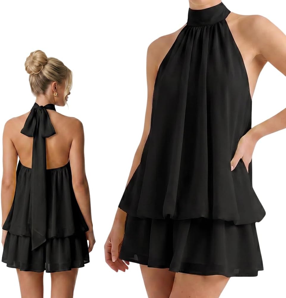 Women's Summer Fashion Party Halter Dress