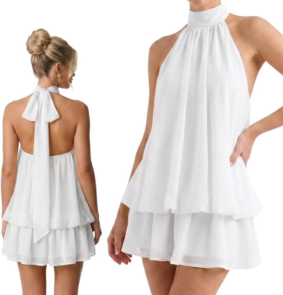 Women's Summer Fashion Party Halter Dress