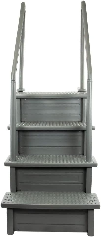 Select Anti-Slip in-Pool Steps | Gray | for Above Ground Swimming Pools | Can Mount to Decks 48 to 54 H | Safety Stairs Capacity Up to 300 lbs