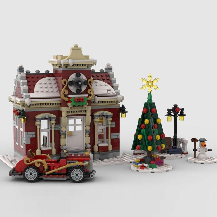 Christmas Country Church Building Kit. MOC-147549 Winter Modular Building Blocks Christmas House Building Block Building Toy (1769 Pieces)