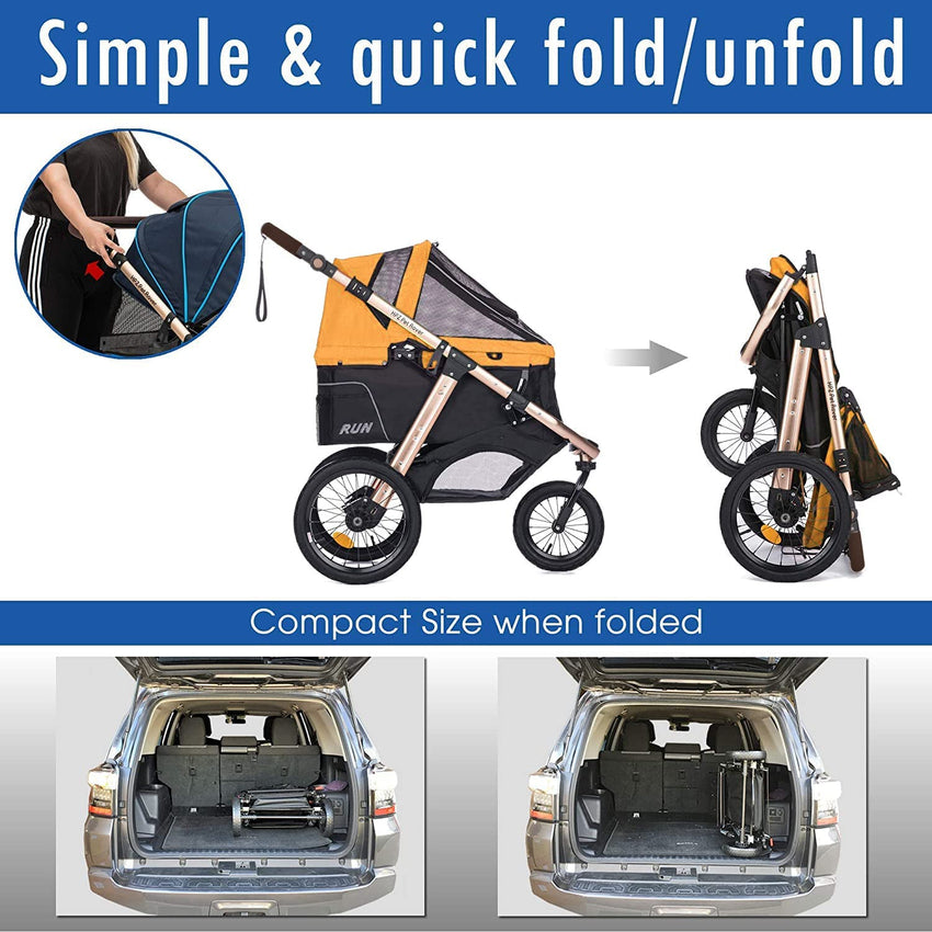 Jogging Sports Stroller with Comfort Rubber Wheels/Zipper-Less Entry/1-Hand Quick Fold/Aluminum Frame for Small/Medium Dogs. Cats and Pets (Green Camo)