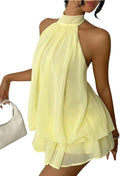 Women's Chiffon Halter Drop Waist Wedding Guest Dresses