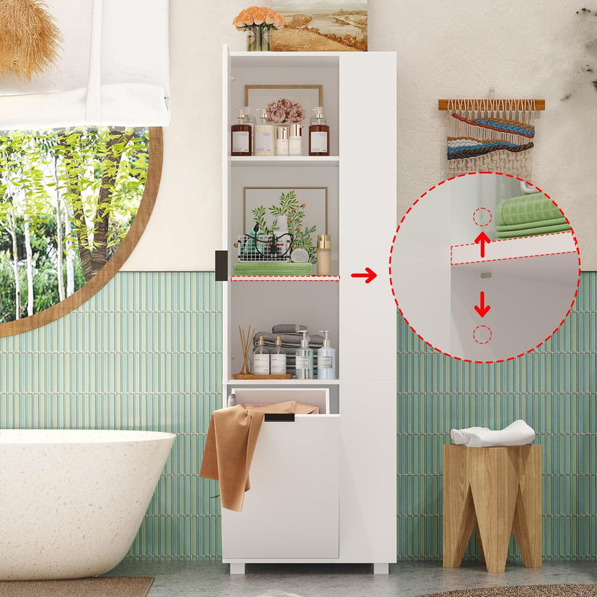 Storage cabinet with laundry basket. display cabinet
