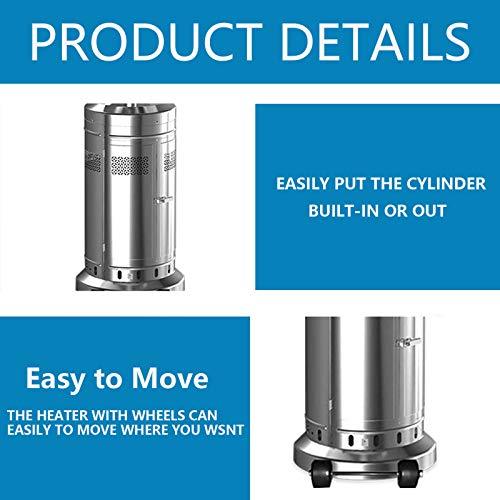 2 Set 48.000-BTU Umbrella Patio Propane Heater with Wheels.Stainless Steel Patio Heater.Stainless Steel Floorstanding Liquid Propane Heater Outdoor Patio.Patio Heater Standing Outdoor (Color:Silver)