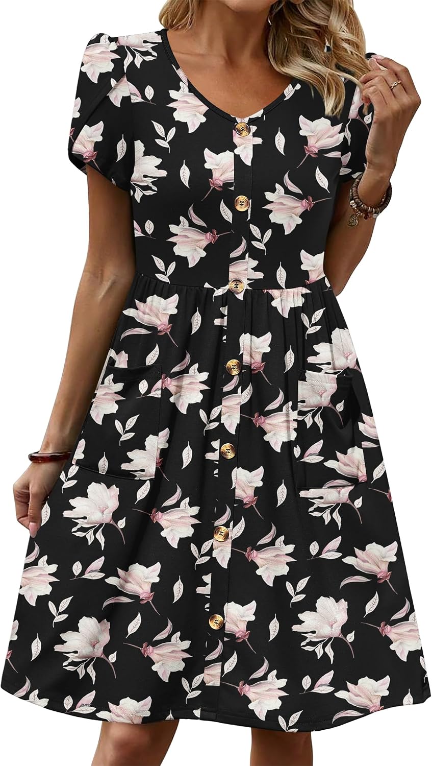 Women Dress Casual Shirt Dress A Line