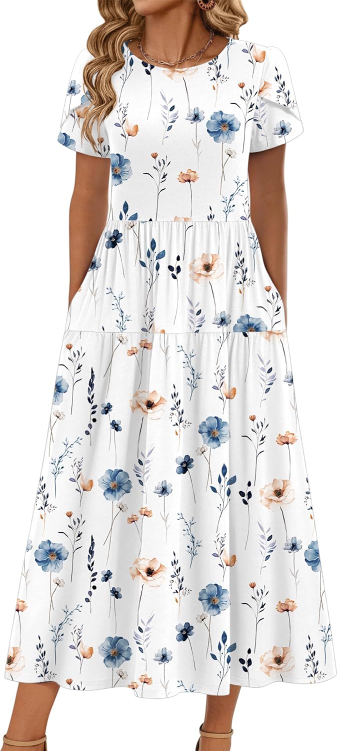 Summer Dresses for Women 2026 Casual Loose Bohemian Floral Dress