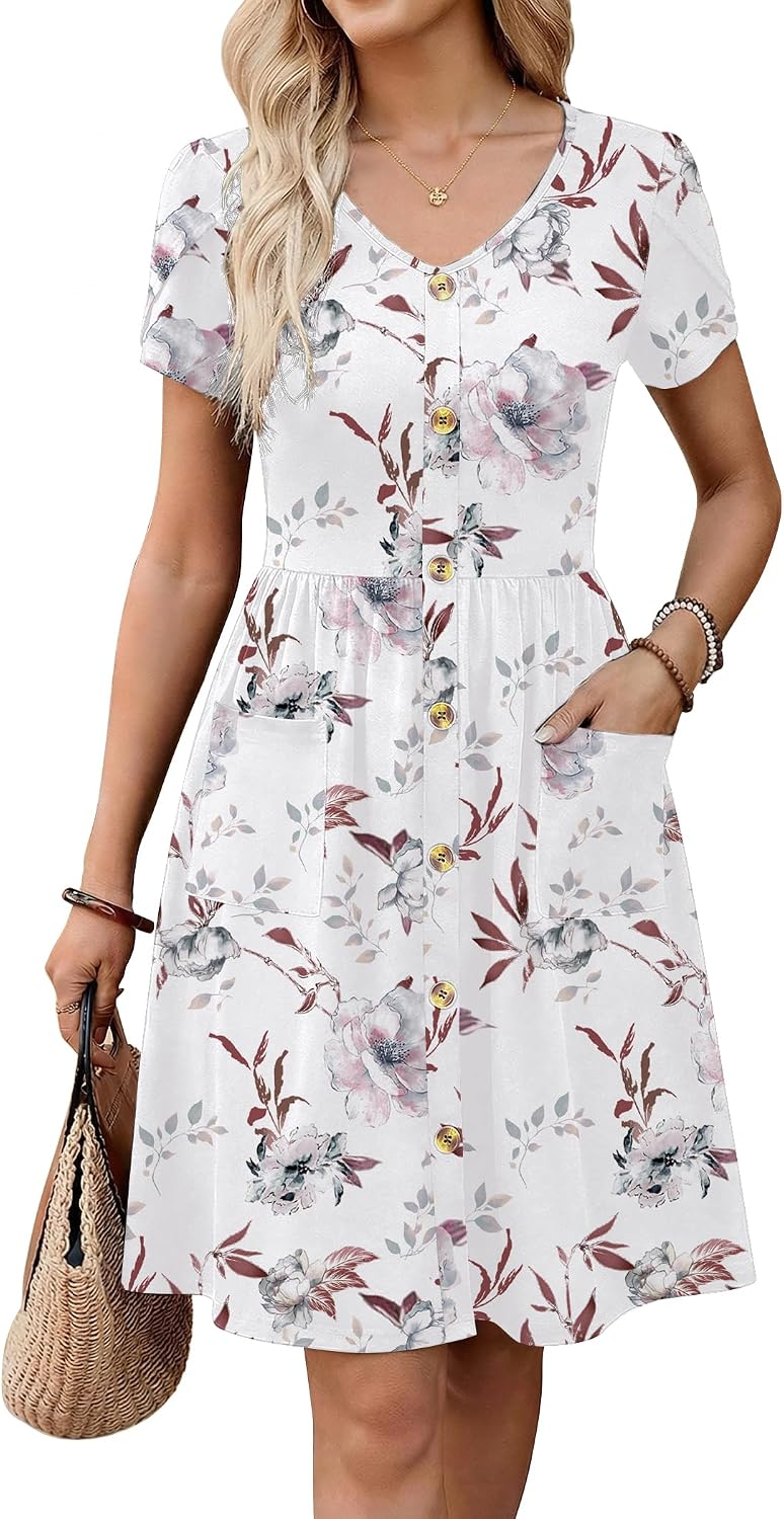 Women Dress Casual Shirt Dress A Line