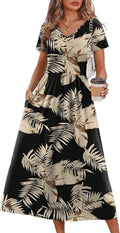 Summer Dresses for Women Flowy Short Sleeve V Neck