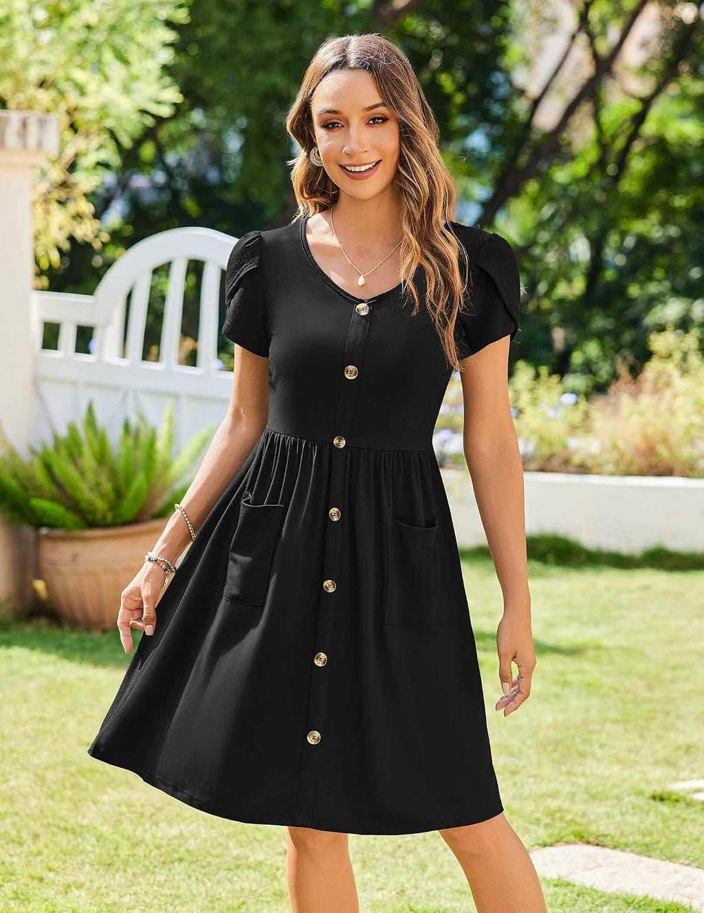 Women Dress Casual Shirt Dress A Line