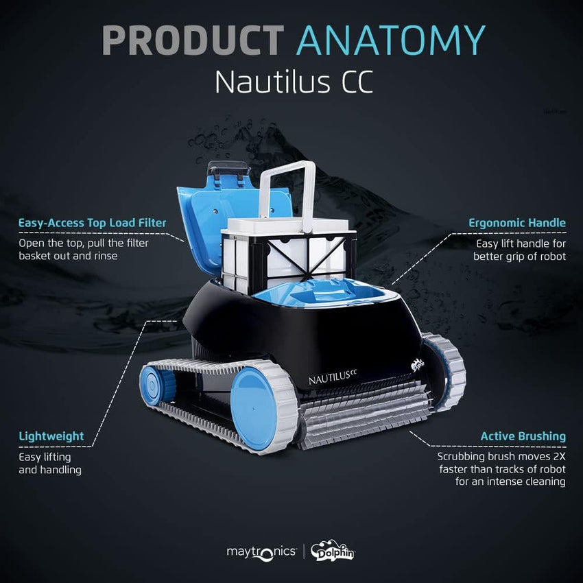 Dolphin Nautilus CC Robotic Pool Vacuum Cleaner All Pools up to 33 FT - Wall Climbing Scrubber Brush