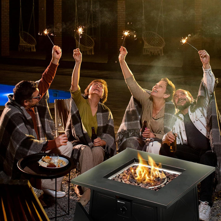 Four Seasons Patio Dual Heat 50.000 BTU Square Gas Fire Pit