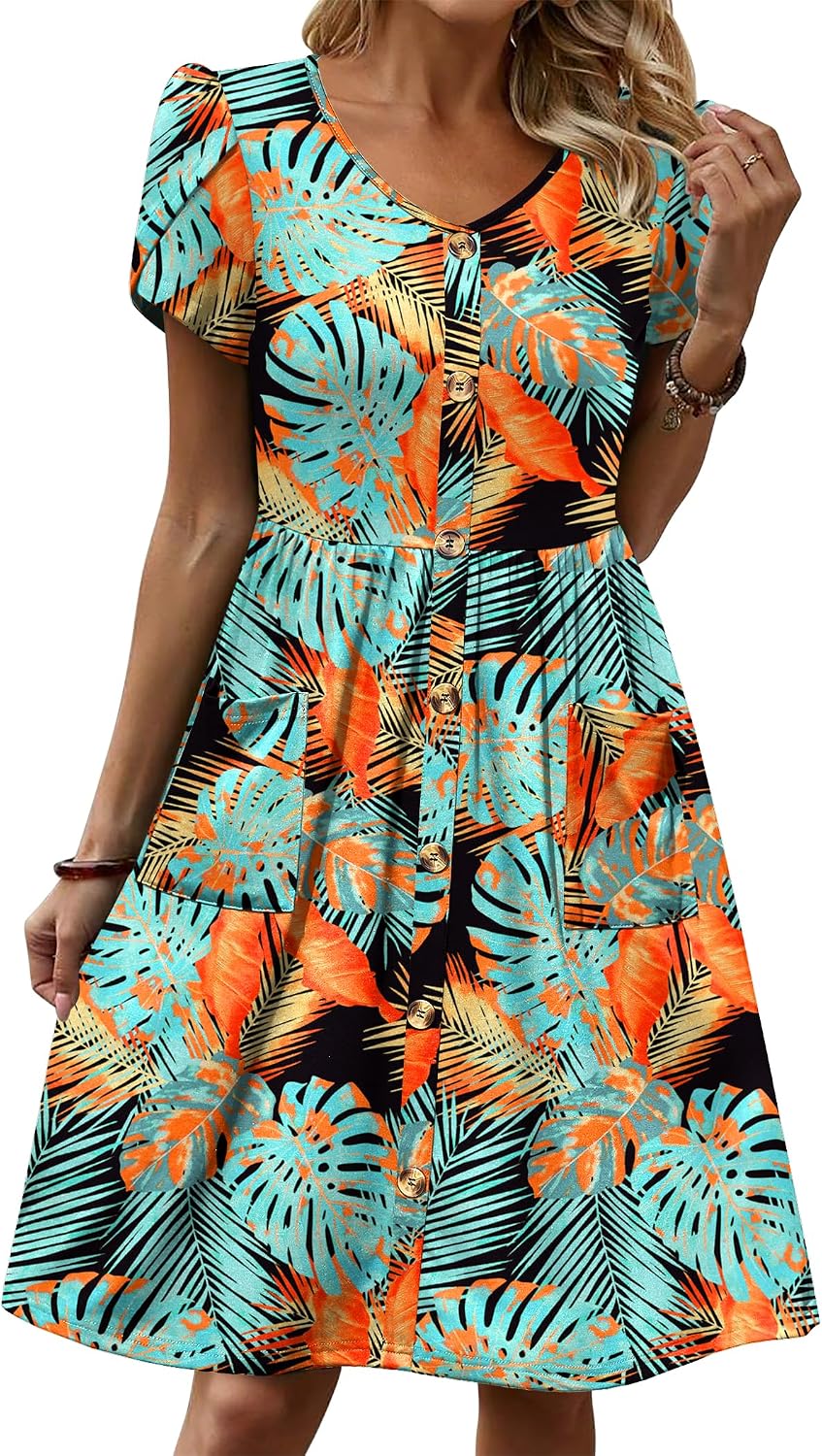 Women Dress Casual Shirt Dress A Line