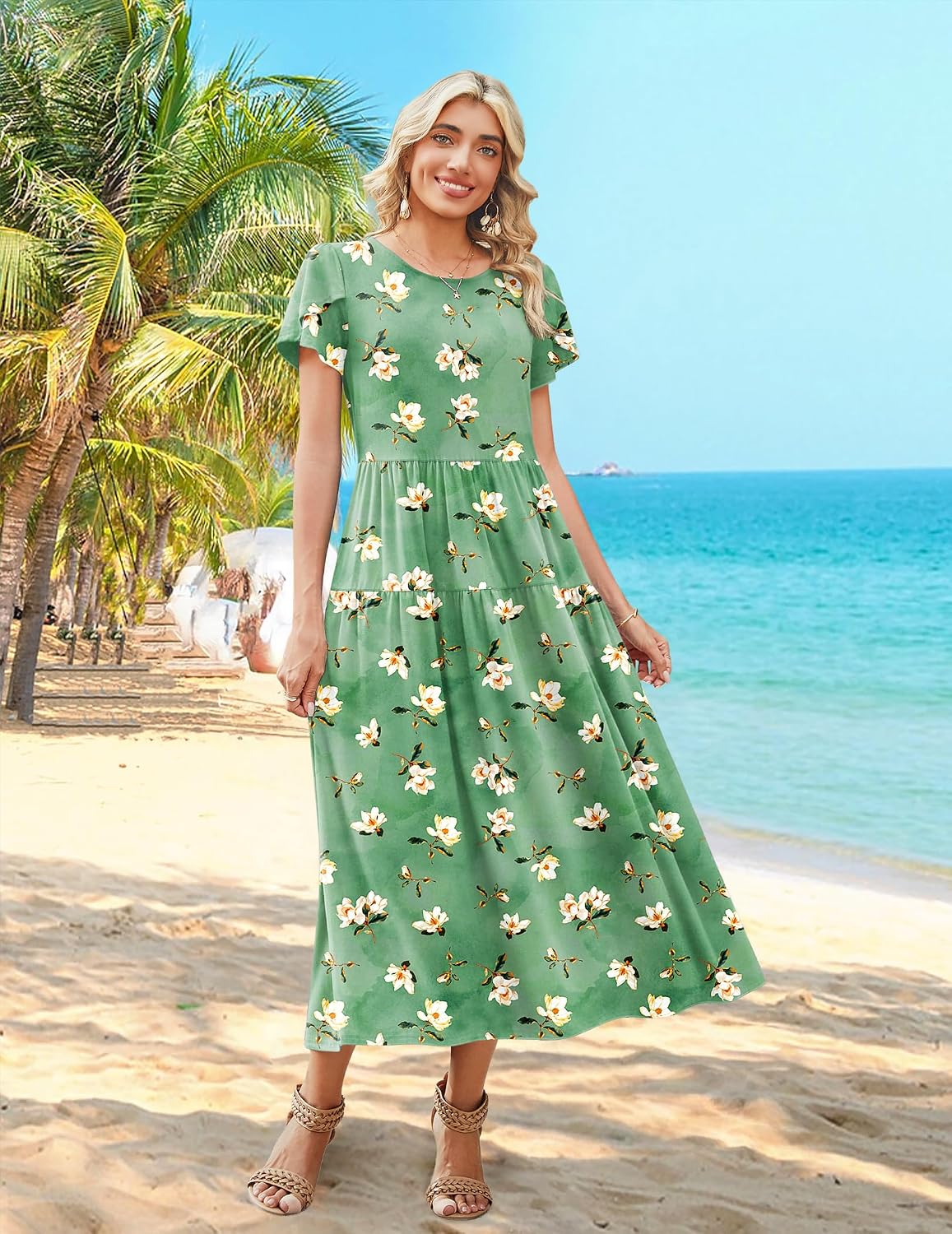 Summer Dresses for Women 2026 Casual Loose Bohemian Floral Dress