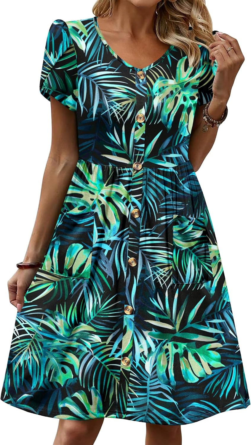 Women Dress Casual Shirt Dress A Line