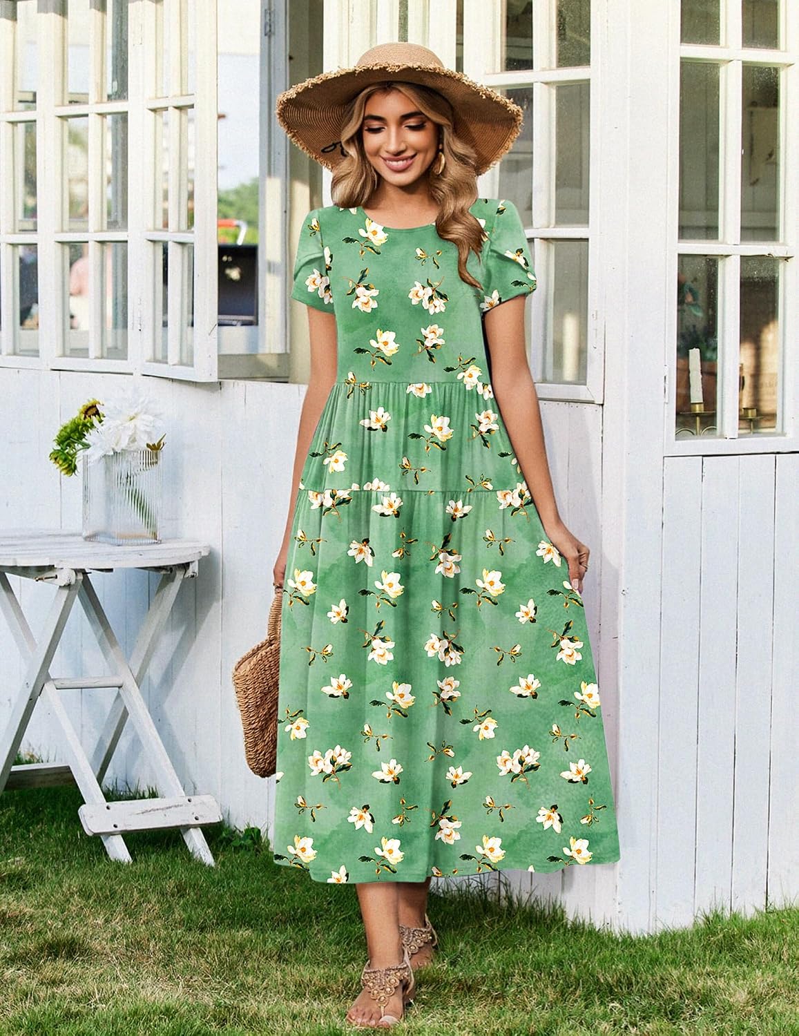 Summer Dresses for Women 2026 Casual Loose Bohemian Floral Dress
