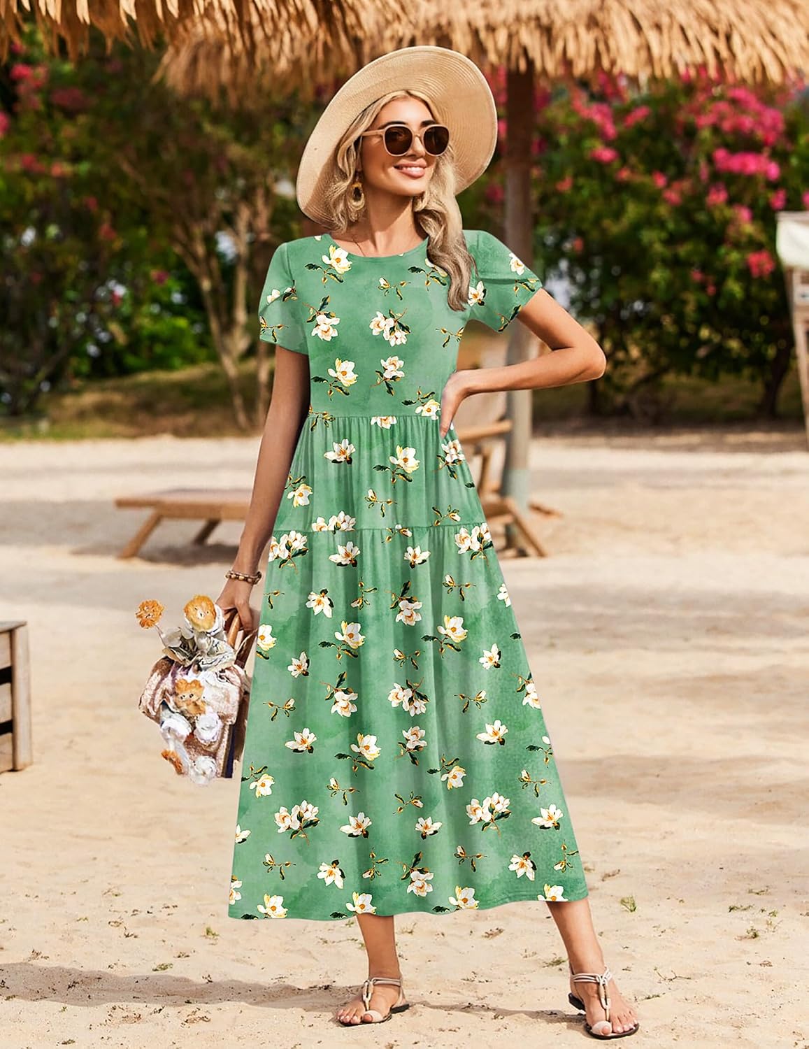 Summer Dresses for Women 2026 Casual Loose Bohemian Floral Dress