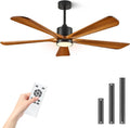 Ceiling Fans with Lights. 60 inch Outdoor Ceiling Fans with Lights for Patio and Remote Control. Modern Ceiling Fan with Light. 5 Solid Wood Blades 6-Speed Reversible DC Motor (Dark Brown)