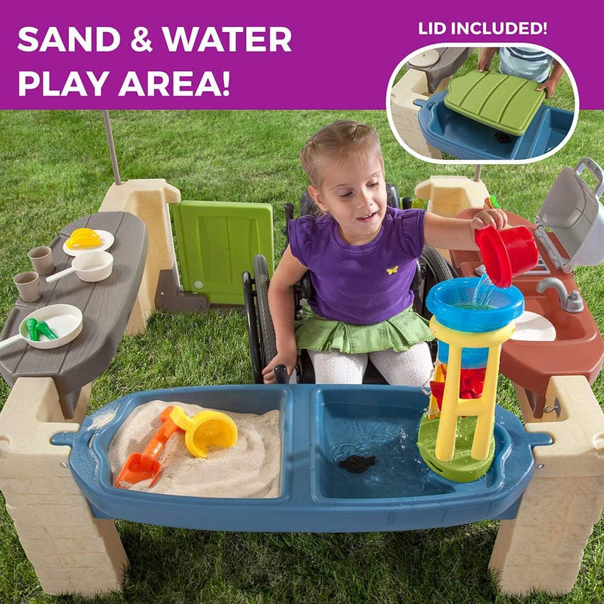 All-round play patio with canopy. kids indoor and outdoor kitchen play set