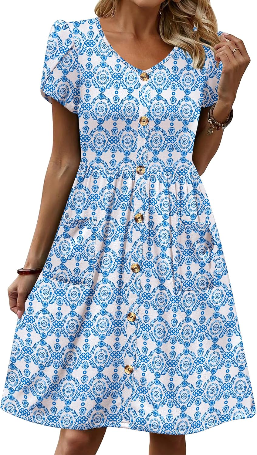 Women Dress Casual Shirt Dress A Line