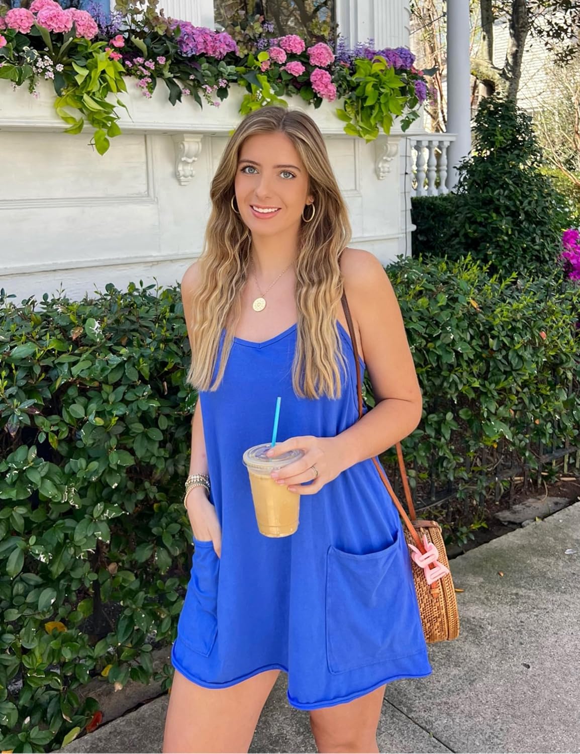 Women's Summer Sleeveless Mini Dress V Neck