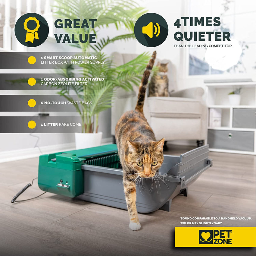 Pet Zone Smart Scoop Automatic Litter Box (Self Cleaning Litter Box. Cat Litter Box with No Expensive Refills)