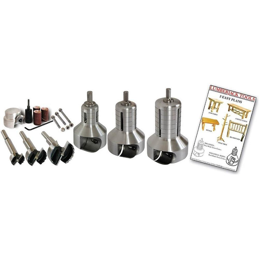Lumberjack Tools PSK3 3-Size Pro Series Master Kit (1′′. 1-1/2′′. 2′′ Tenon Cutters and Forstner Bits)