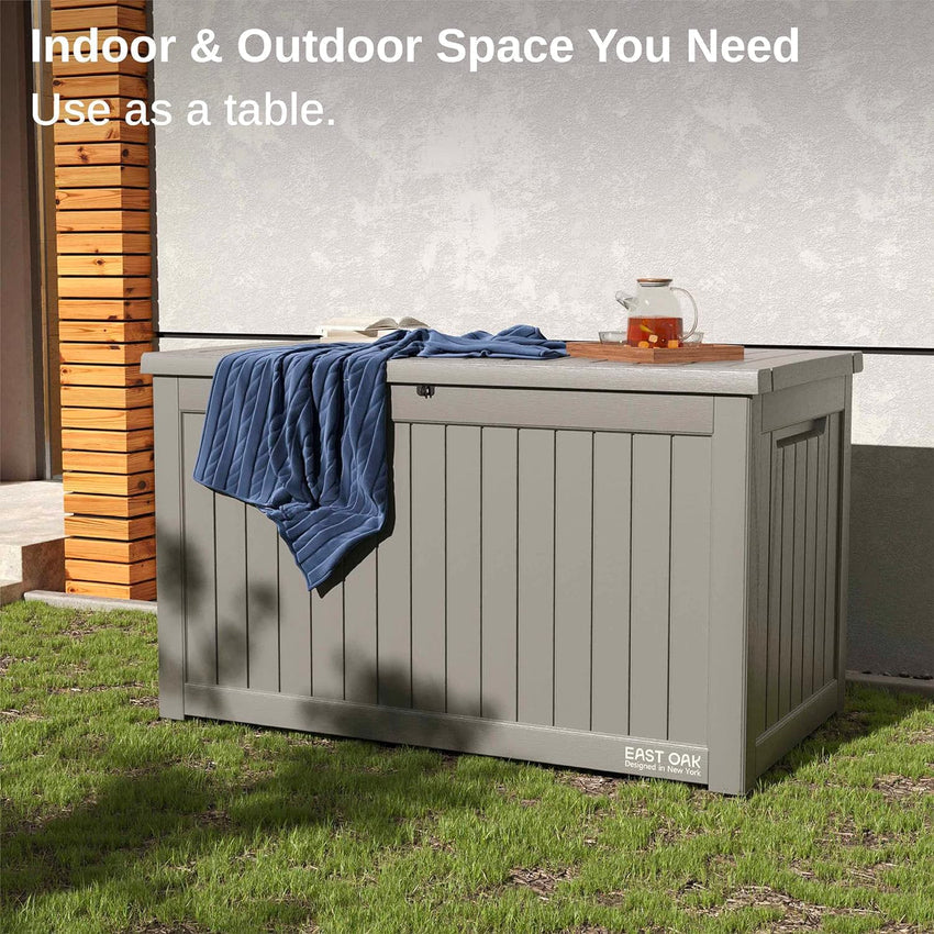 230 Gallon Deck Box. Outdoor Storage Box with Padlock