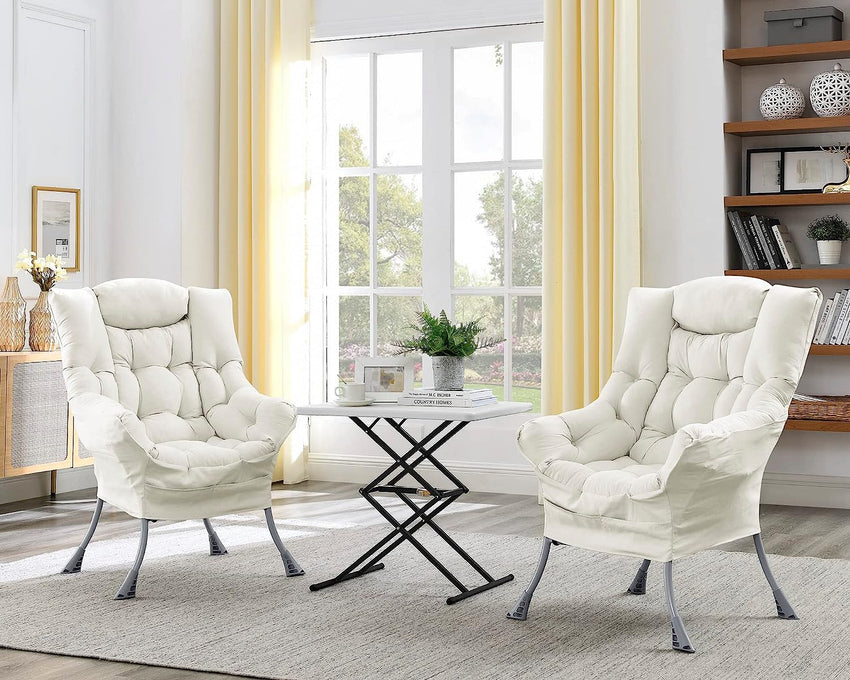 Living and More High Back Sofa Chair. Modern Fabric Lazy Chair. Accent Contemporary Lounge Chair. Cool Grey