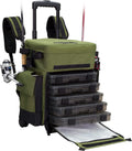 Elkton Outdoors Rolling Tackle Box with Wheels - Waterproof Rolling Fishing Backpack. 5 Removable Tackle Trays. 4 Rod Holders. Fishing Gifts for Men. Fish Tackle Bag. Roller Tackle Box