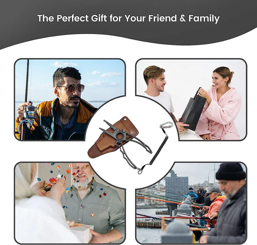 RXLUY Titanium Fishing Pliers. Premium Saltwater Fishing Gear. Tungsten Cutters. Split Ring Hook Remover. Knot Tying Tool with Lanyard. Ice Fishing. Sea Fishing Kit Gifts for Men