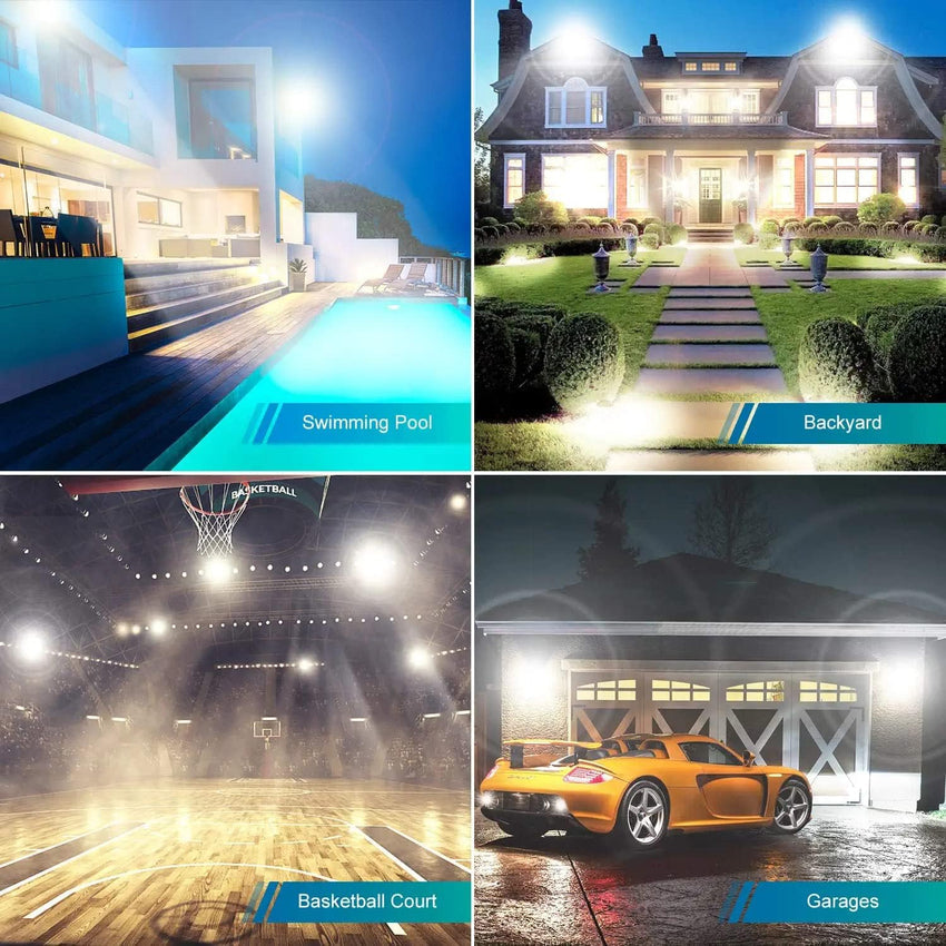 3 Pack 200W LED Flood Light.Super Bright Exterior Security Lights With Plug.IP66 Waterproof Outdoor Flood Light. 22800lm 5000K Daylight White Floodlight for Yard. Garden.Basketball Court. Arena
