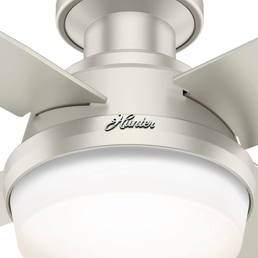 Hunter Fan Company Dempsey Low Profile Indoor / Outdoor Ceiling Fan with LED Light and Remote Control. 44. Matte Nickel