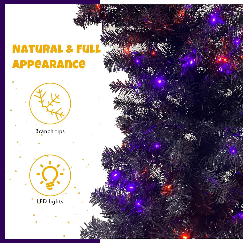 7ft Black Christmas Tree for Halloween Christmas (Black)