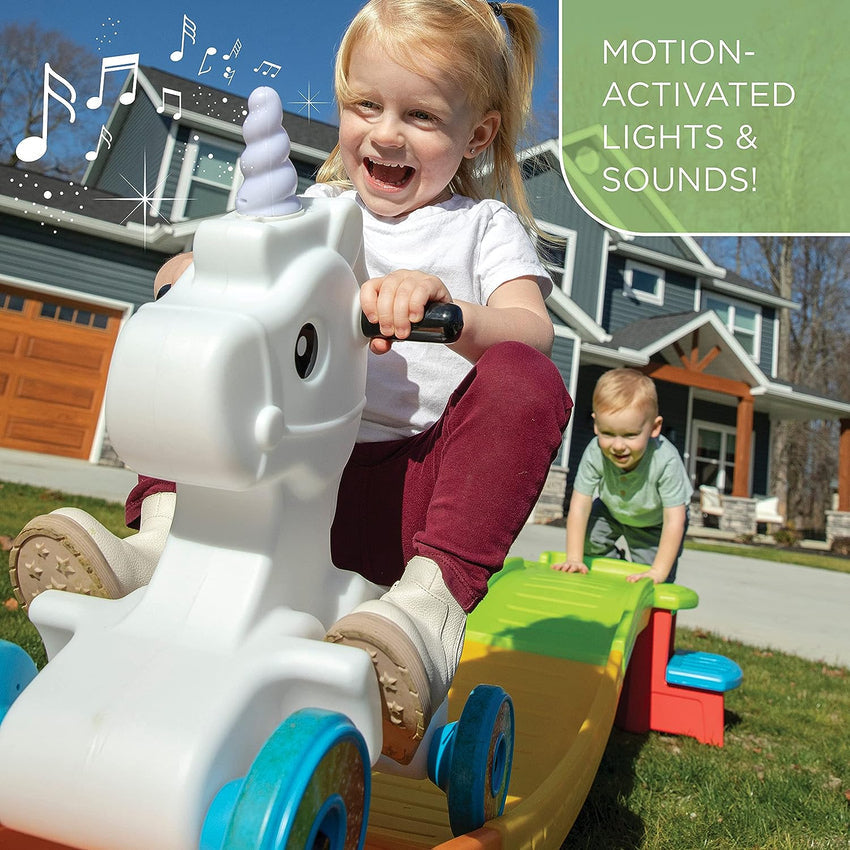 Kids Unicorn Up and Down Roller Coaster Toy. Ride Stroller. Indoor/Outdoor Toy Set