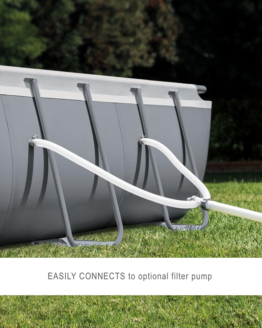 Rectangular Frame Above Ground Outdoor Swimming Pool Set with 1200 GPH Sand Filter Pump. Pool Cover and Ladder